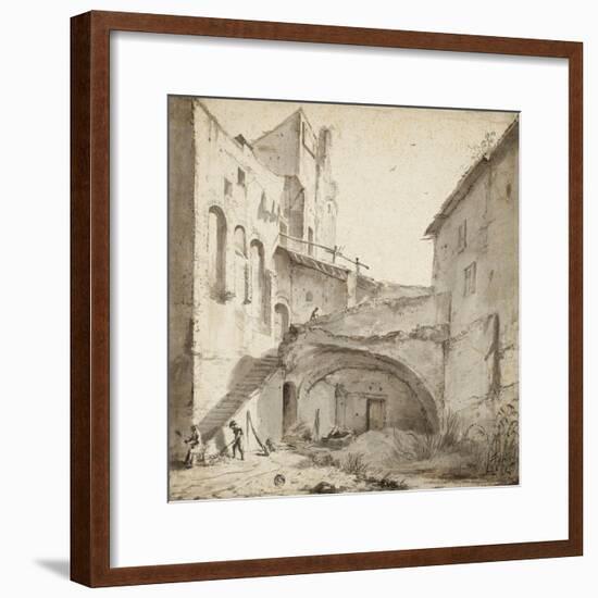 Overgrown Courtyard of Ruined Castle-null-Framed Giclee Print