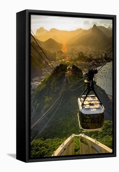 Overhead Cable Car Approaching Sugarloaf Mountain, Rio De Janeiro, Brazil-Celso Diniz-Framed Stretched Canvas