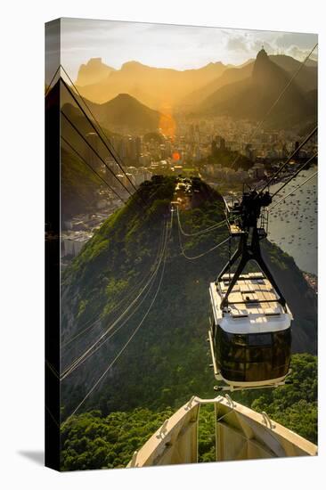 Overhead Cable Car Approaching Sugarloaf Mountain, Rio De Janeiro, Brazil-Celso Diniz-Stretched Canvas