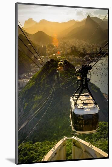 Overhead Cable Car Approaching Sugarloaf Mountain, Rio De Janeiro, Brazil-Celso Diniz-Mounted Photographic Print