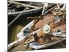 Overhead of Brazillian Men Working on a Small Cargo Boat-Dmitri Kessel-Mounted Photographic Print