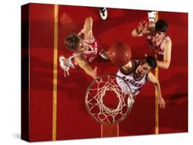 Overhead View of Boys High School Basketball Action-null-Stretched Canvas