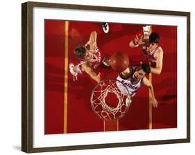 Overhead View of Boys High School Basketball Action-null-Framed Photographic Print
