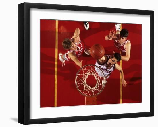 Overhead View of Boys High School Basketball Action-null-Framed Photographic Print