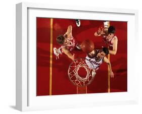 Overhead View of Boys High School Basketball Action-null-Framed Photographic Print