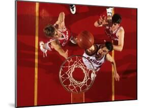 Overhead View of Boys High School Basketball Action-null-Mounted Photographic Print