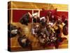 Overhead View of Coach Instructing High School Basketball Team-null-Stretched Canvas