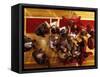 Overhead View of Coach Instructing High School Basketball Team-null-Framed Stretched Canvas