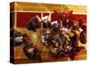 Overhead View of Coach Instructing High School Basketball Team-null-Stretched Canvas