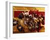 Overhead View of Coach Instructing High School Basketball Team-null-Framed Photographic Print