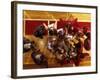 Overhead View of Coach Instructing High School Basketball Team-null-Framed Photographic Print