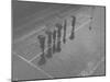 Overhead View of People with Umbrellas Waiting For the Tram, Melbourne, Australia-Emil Otto Hoppé-Mounted Photographic Print