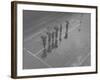 Overhead View of People with Umbrellas Waiting For the Tram, Melbourne, Australia-Emil Otto Hoppé-Framed Photographic Print