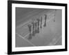 Overhead View of People with Umbrellas Waiting For the Tram, Melbourne, Australia-Emil Otto Hoppé-Framed Photographic Print