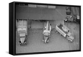 Overhead View of Trucks Loading at Warehouse, Minneapolis, 1939-null-Framed Stretched Canvas