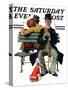 "Overheard Lovers" (man on park bench) Saturday Evening Post Cover, November 21,1936-Norman Rockwell-Stretched Canvas