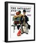 "Overheard Lovers" (man on park bench) Saturday Evening Post Cover, November 21,1936-Norman Rockwell-Framed Giclee Print