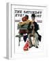 "Overheard Lovers" (man on park bench) Saturday Evening Post Cover, November 21,1936-Norman Rockwell-Framed Giclee Print