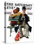 "Overheard Lovers" (man on park bench) Saturday Evening Post Cover, November 21,1936-Norman Rockwell-Stretched Canvas