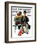 "Overheard Lovers" (man on park bench) Saturday Evening Post Cover, November 21,1936-Norman Rockwell-Framed Giclee Print