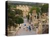 Overlook of Library with Tourists, Ephesus, Turkey-Joe Restuccia III-Stretched Canvas