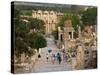 Overlook of Library with Tourists, Ephesus, Turkey-Joe Restuccia III-Stretched Canvas