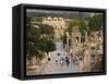 Overlook of Library with Tourists, Ephesus, Turkey-Joe Restuccia III-Framed Stretched Canvas