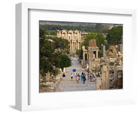 Overlook of Library with Tourists, Ephesus, Turkey-Joe Restuccia III-Framed Photographic Print