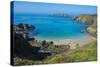 Overlook over the East Coast from the Narrow Isthmus of Greater and Little Sark-Michael Runkel-Stretched Canvas
