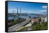 Overlook over Vladivostok and the New Zolotoy Bridge from Eagle's Nest Mount-Michael Runkel-Framed Stretched Canvas