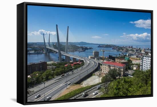 Overlook over Vladivostok and the New Zolotoy Bridge from Eagle's Nest Mount-Michael Runkel-Framed Stretched Canvas