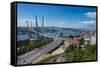 Overlook over Vladivostok and the New Zolotoy Bridge from Eagle's Nest Mount-Michael Runkel-Framed Stretched Canvas