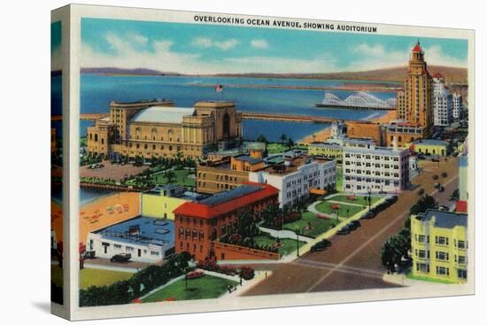 Overlooking Ocean Avenue, showing Auditorium - Long Beach, CA-Lantern Press-Stretched Canvas