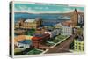 Overlooking Ocean Avenue, showing Auditorium - Long Beach, CA-Lantern Press-Stretched Canvas