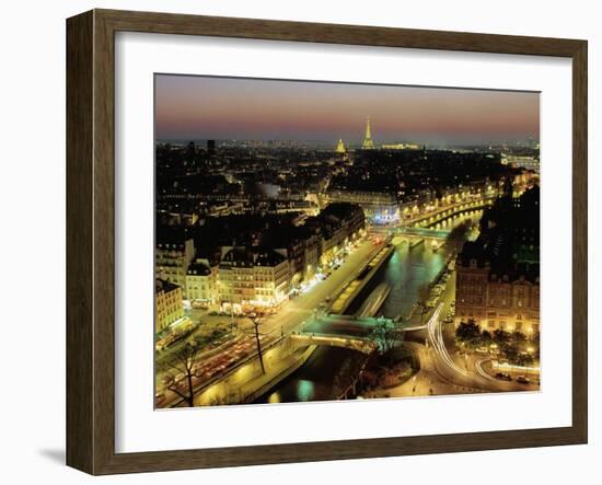 Overlooking Paris at Night-Michel Setboun-Framed Art Print