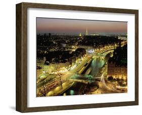 Overlooking Paris at Night-Michel Setboun-Framed Art Print