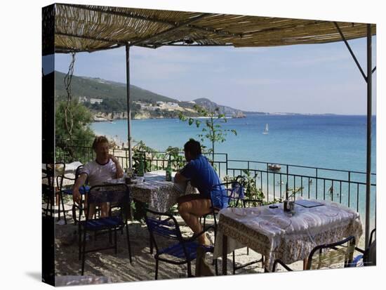 Overlooking Plati Yalos Beach, Cephalonia, Ionian Islands, Greece-Michael Short-Stretched Canvas