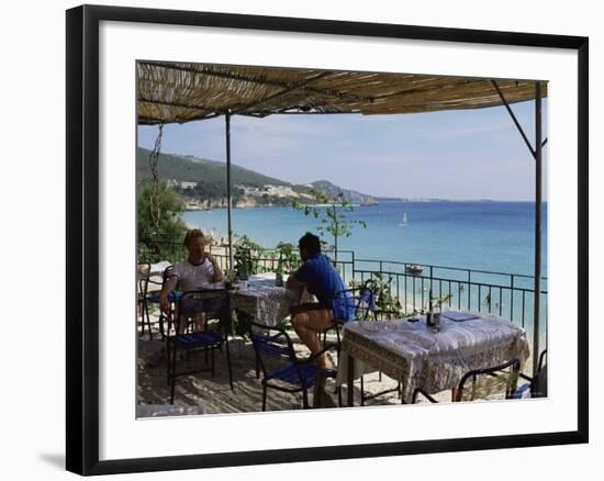 Overlooking Plati Yalos Beach, Cephalonia, Ionian Islands, Greece-Michael Short-Framed Photographic Print