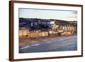 Overlooking Porthmeor Beach in St. Ives at Sunset, Cornwall, England, United Kingdom, Europe-Simon Montgomery-Framed Photographic Print