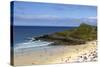 Overlooking Porthmeor Beach on a Sunny Summer Day in St. Ives, Cornwall, England-Simon Montgomery-Stretched Canvas