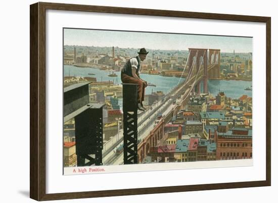 Overlooking the Brooklyn Bridge-null-Framed Art Print