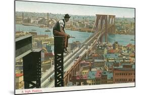 Overlooking the Brooklyn Bridge-null-Mounted Art Print