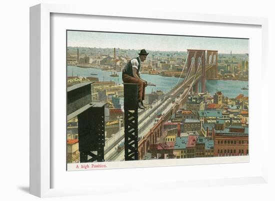 Overlooking the Brooklyn Bridge-null-Framed Art Print