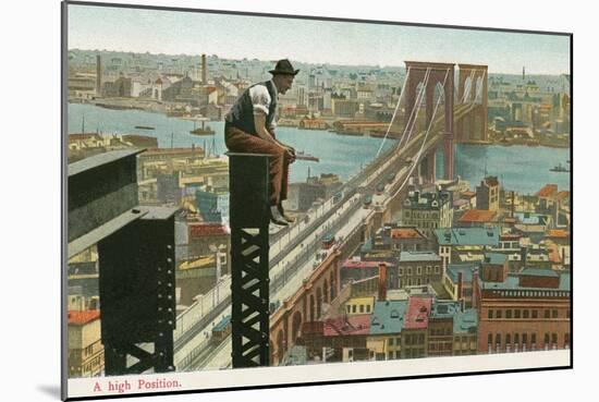Overlooking the Brooklyn Bridge-null-Mounted Art Print