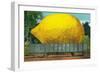 Oversized Lemon on Railroad Car - California State-Lantern Press-Framed Art Print