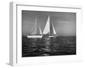 Overtaking a Conventional Sailboat, the Catamaran Is Displaying its Speed-Loomis Dean-Framed Photographic Print