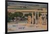 Overview of All Nations Gate and tourist groups setting off on their tours, Persepolis, UNESCO Worl-James Strachan-Framed Photographic Print