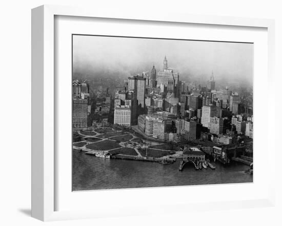 Overview of Battery Park and Lower Manhattan-null-Framed Premium Photographic Print
