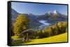 Overview of Berchtesgaden in Autumn with the Watzmann Mountain in the Background-Miles Ertman-Framed Stretched Canvas