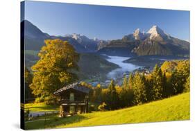 Overview of Berchtesgaden in Autumn with the Watzmann Mountain in the Background-Miles Ertman-Stretched Canvas